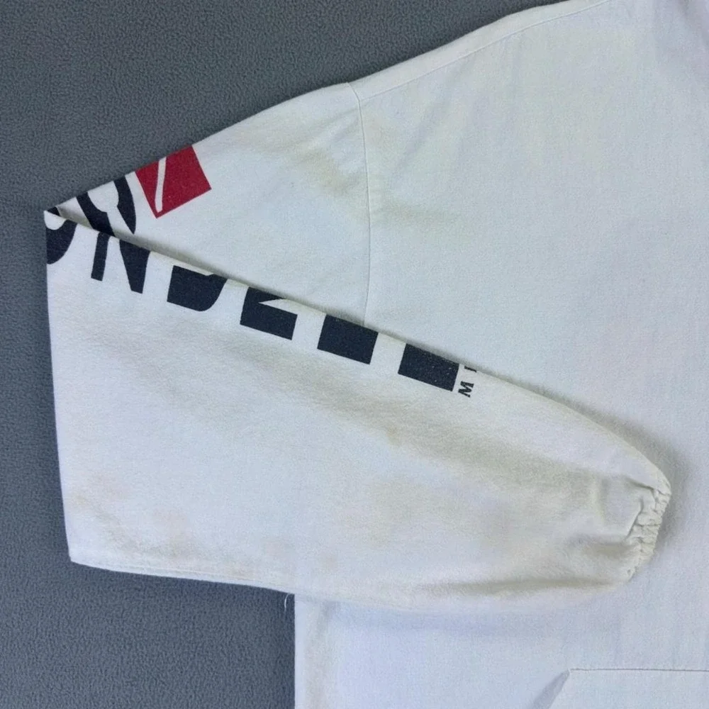 Harley Davidson Jacket Hoodie XL White Screaming Eagle Flag Vintage 80s 90s